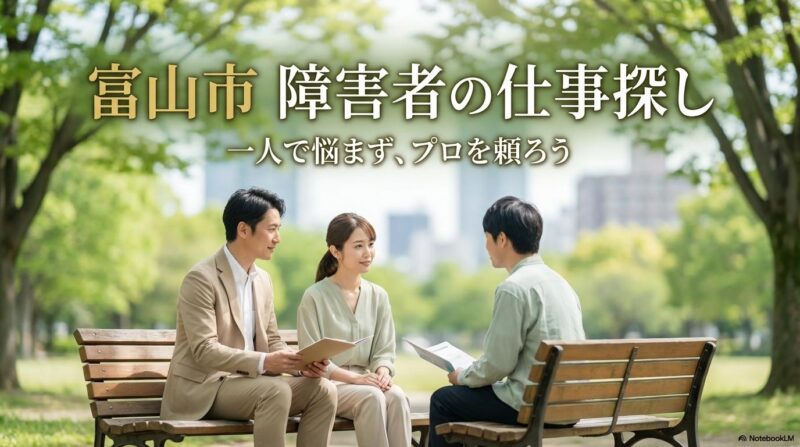 富山市の穏やかな環境で相談員と話し合う求職者の様子。この記事のテーマである「富山市 障害者 仕事 探したい」方向けの安心できる相談窓口と探し方を象徴する一枚。