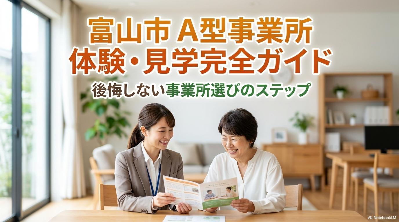 明るい相談室でスタッフと利用者が笑顔で対話している様子。この記事のテーマである「富山市 A型事業所 体験」を象徴する、安心感と一歩踏み出す勇気を与える一枚。