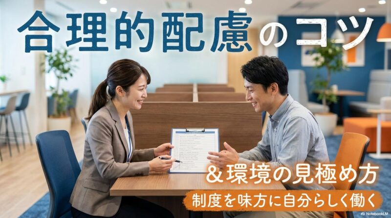 事業所でスタッフと利用者が対話している様子。この記事のテーマである「富山市 自分のペースで働ける場所」を実現するための合理的配慮の相談と、信頼関係を象徴する一枚。
